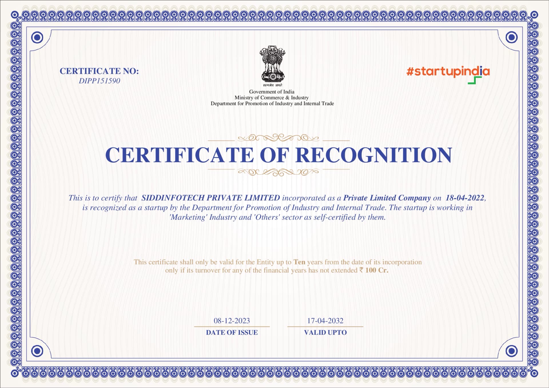 STARTUP INDIA REGISTERED