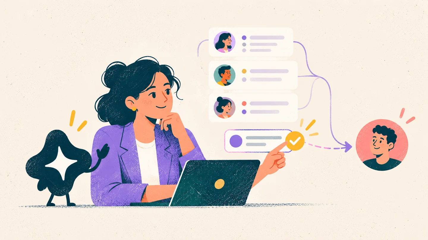 A sales manager reviews an AI-prepared customer follow-up before approving it